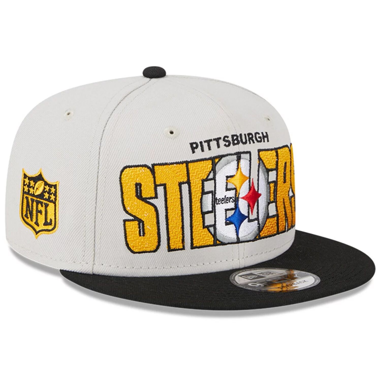 

Мужская регулируемая кепка New Era Stone/Black Pittsburgh Steelers 2023 NFL Draft 9FIFTY Snapback
