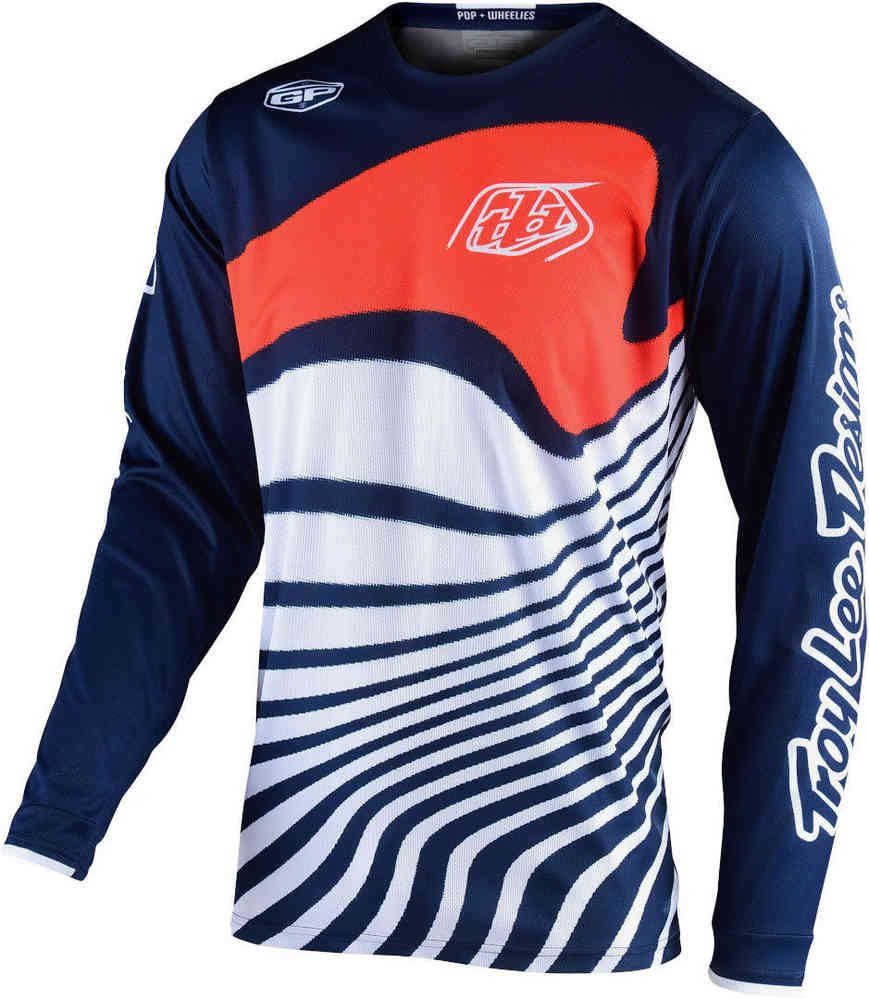 Джерси для мотокросса GP Drift Troy Lee Designs, темно-синий/оранжевый футболка велосипедная troy lee designs drift solid с коротким рукавом темно серый