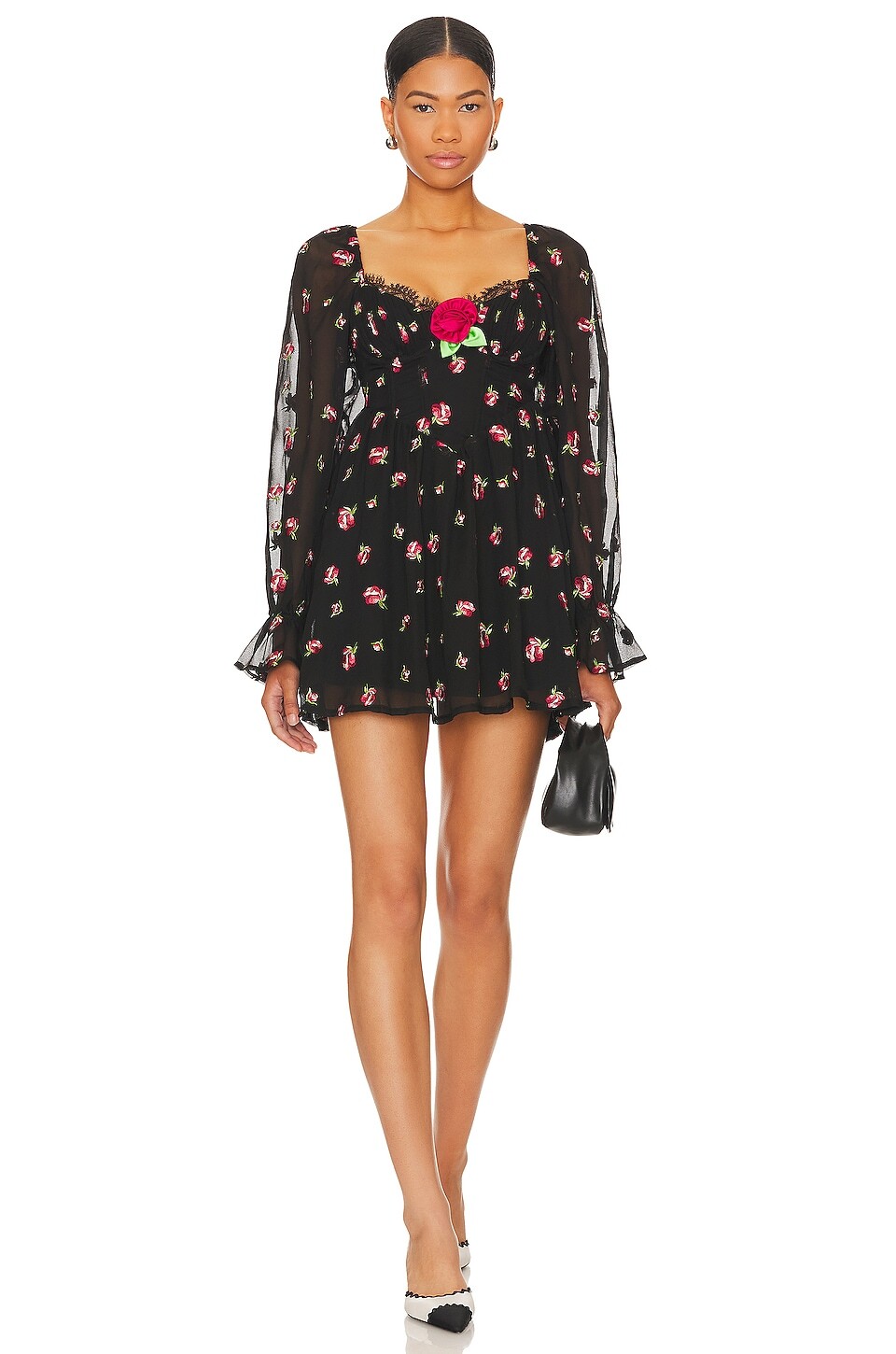 

Платье мини For Love & Lemons Wren, цвет Black Multi