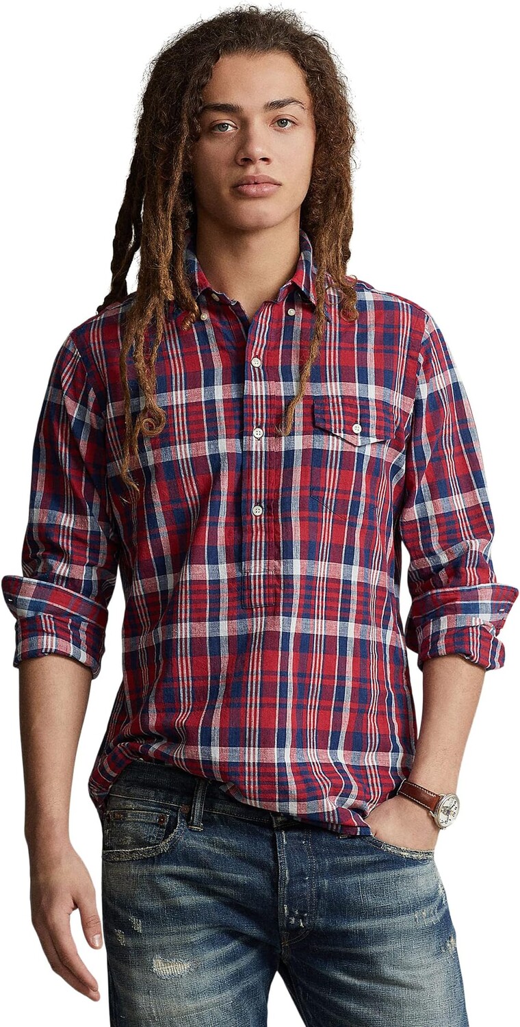 

Классическая рубашка-поповер из Мадраса Polo Ralph Lauren, цвет Venetian Red/Indigo