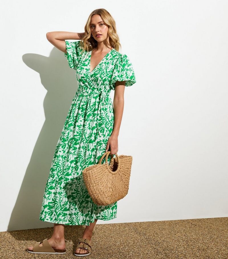 

EX ABSTRACT PUFF SLV WRP MID Платье New Look, зеленый