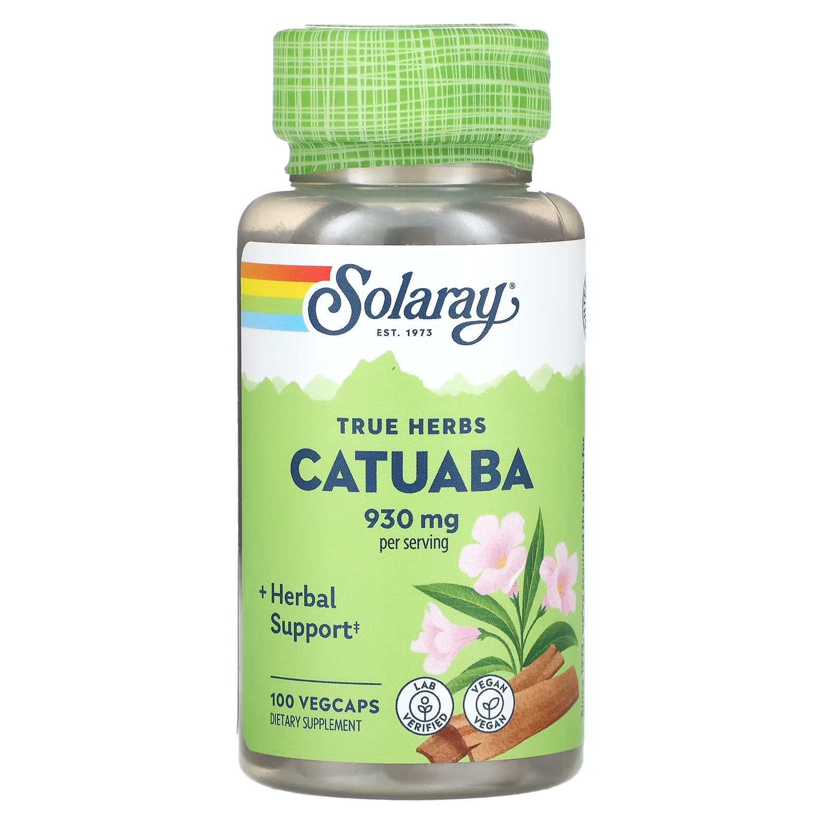 Solaray True Herbs катуаба 930 мг 100 растительных капсул (465 мг в 1 капсуле) solaray true herbs катуаба 465 мг 100 вегетарианских капсул