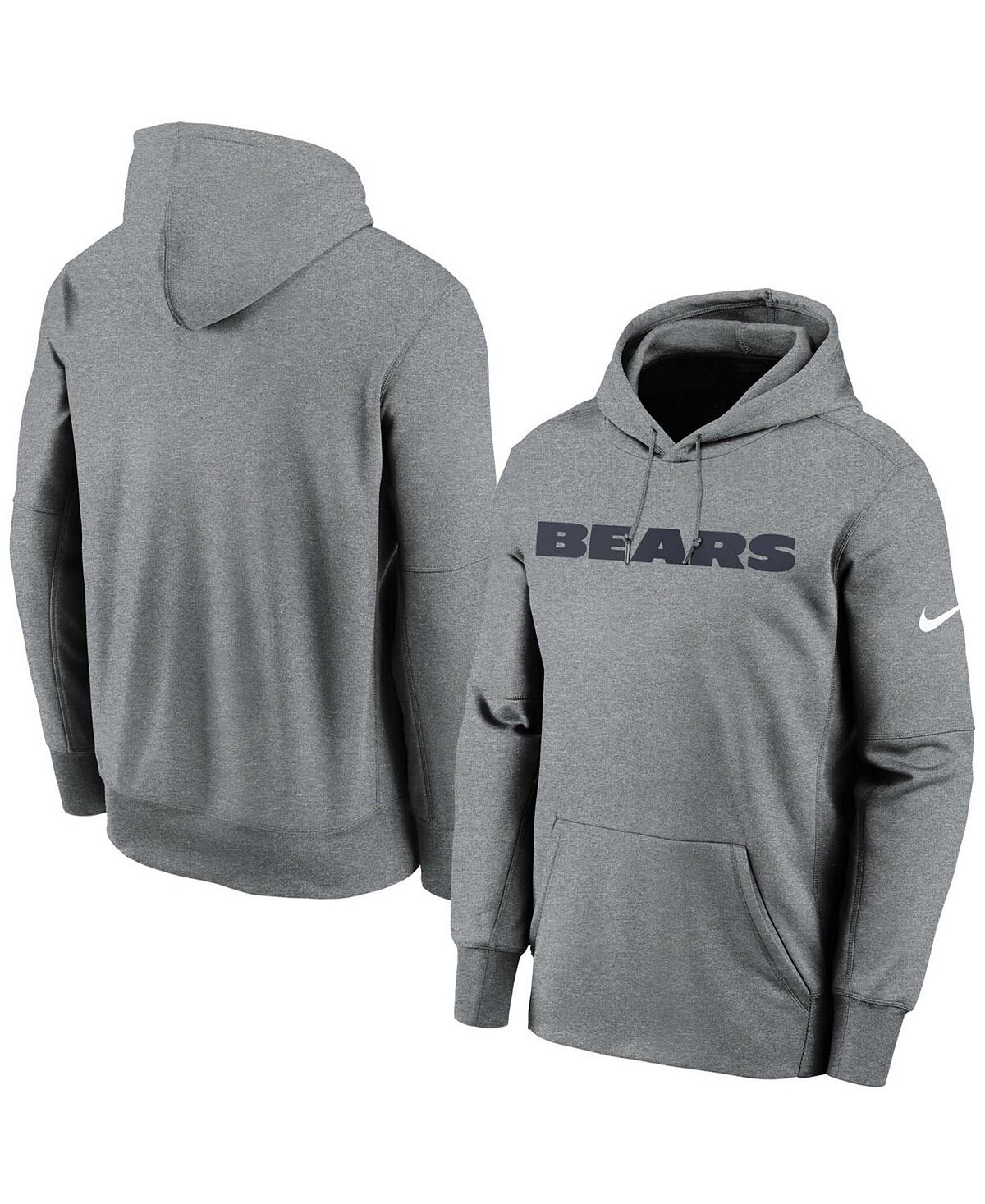 Мужской темно-серый пуловер с капюшоном Chicago Bears с надписью Therma Performance Nike