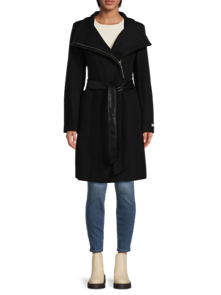 

Пальто из смесовой шерсти с поясом Dkny, черный