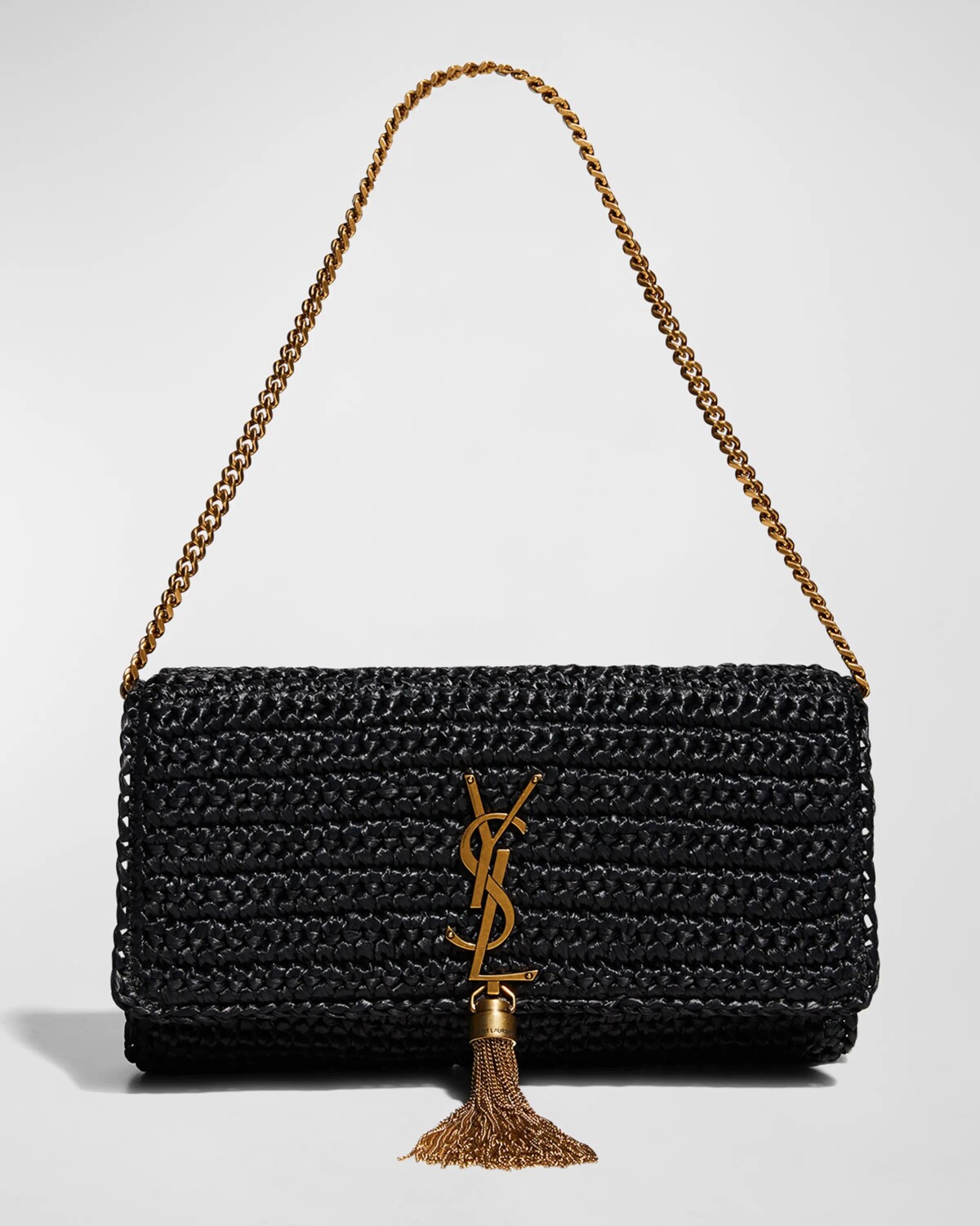 

Сумка на плечо Kate 99 YSL с кисточками из рафии Saint Laurent, цвет Black