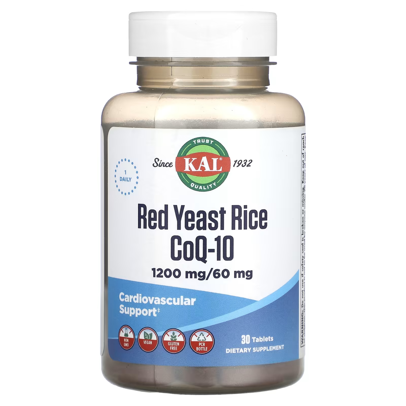 Красный дрожжевой рис KAL CoQ-10, 30 таблеток swanson red yeast rice cardiovasular health 60 veggie caps