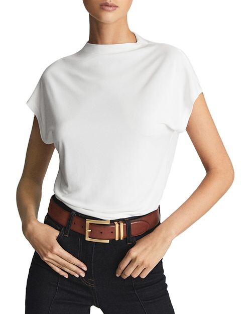

Топ Poppy с высоким воротником REISS, цвет Ivory/Cream