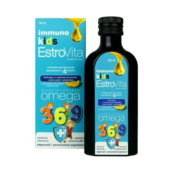 цена Estrovita Immuno Kids Olej омега 3-6-9 для детей, 150 ml