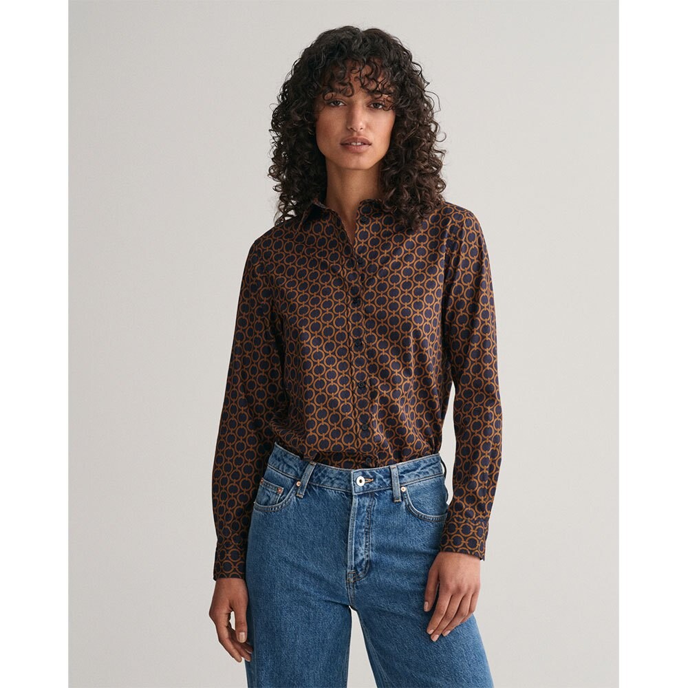 

Рубашка Gant Reg Geometric Cot Voile, коричневый