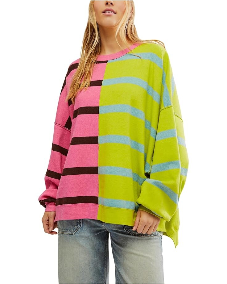 

Толстовка Free People Uptown Stripe Pullover, цвет Aurora Lime Combo