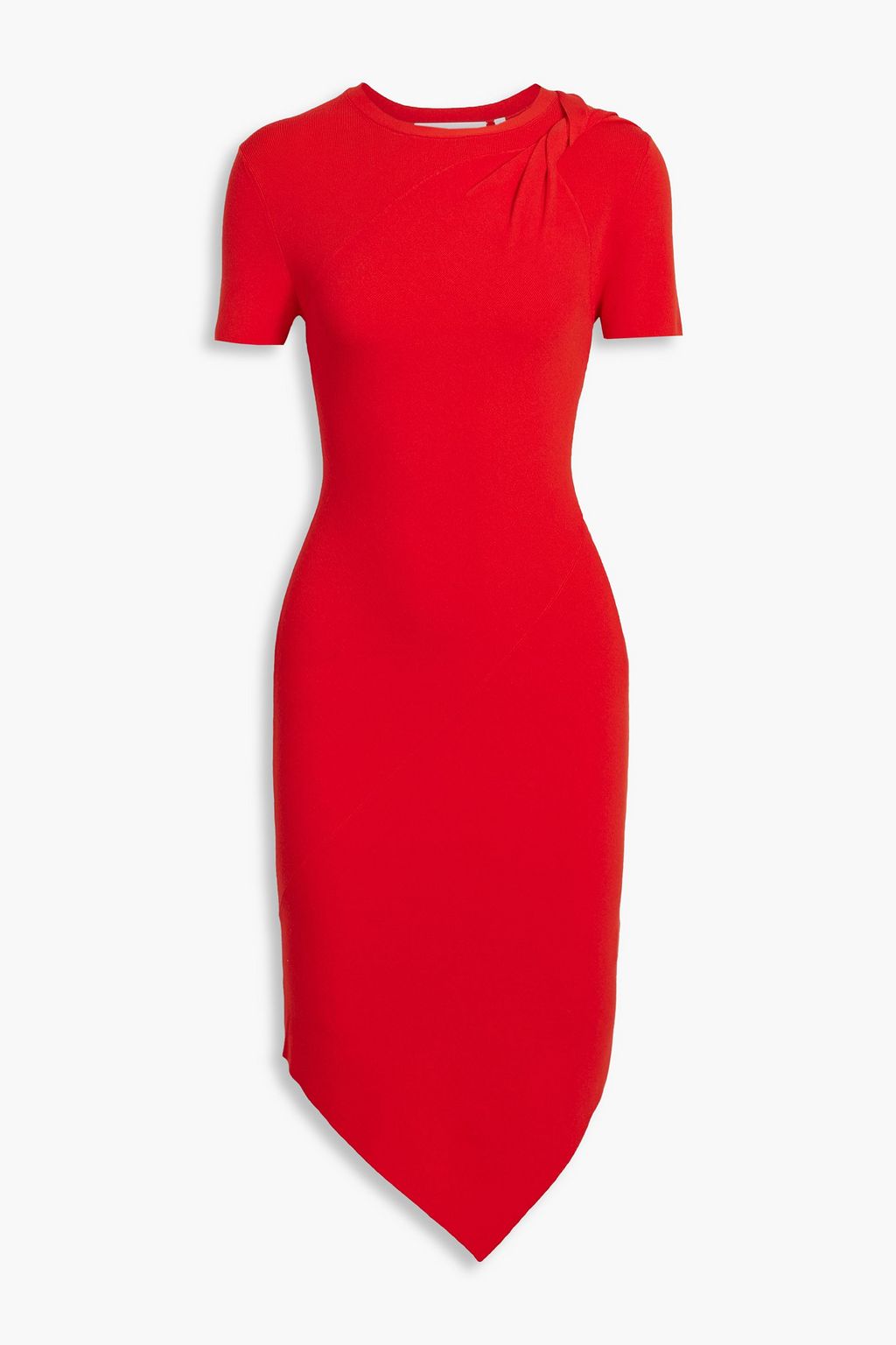платье helmut lang j06hw604 красный l Асимметричное платье перекрученной вязки в рубчик. HELMUT LANG, красный