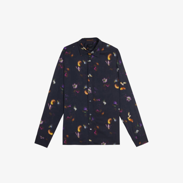 

Тканая рубашка классического кроя Bari с цветочным принтом Ted Baker, черный