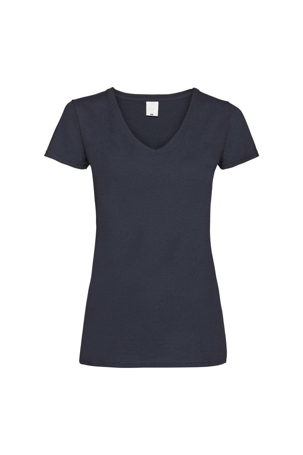 Повседневная футболка Value с V-образным вырезом и короткими рукавами Universal Textiles, синий мужская футболка доберман принт собака s серый меланж