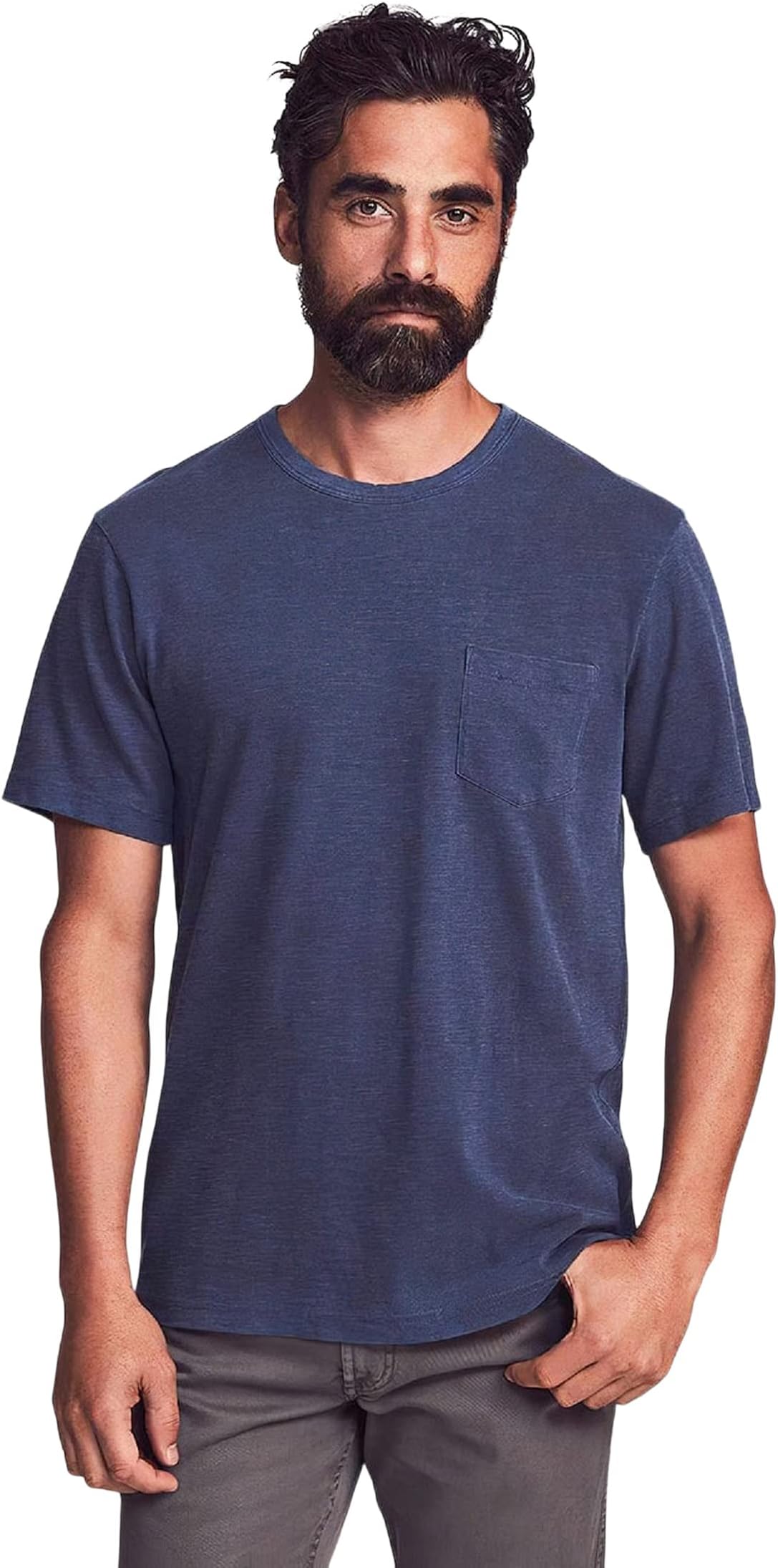 цена Выцветшая футболка с карманами Faherty, цвет Navy 1