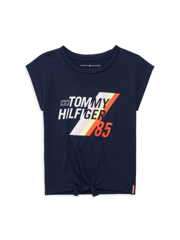 

Футболка с галстуком для девочек-марафонцев Tommy Hilfiger, темно-синий