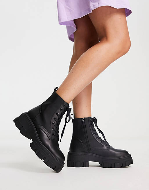 

Черные массивные ботильоны на шнуровке ASOS DESIGN Anya