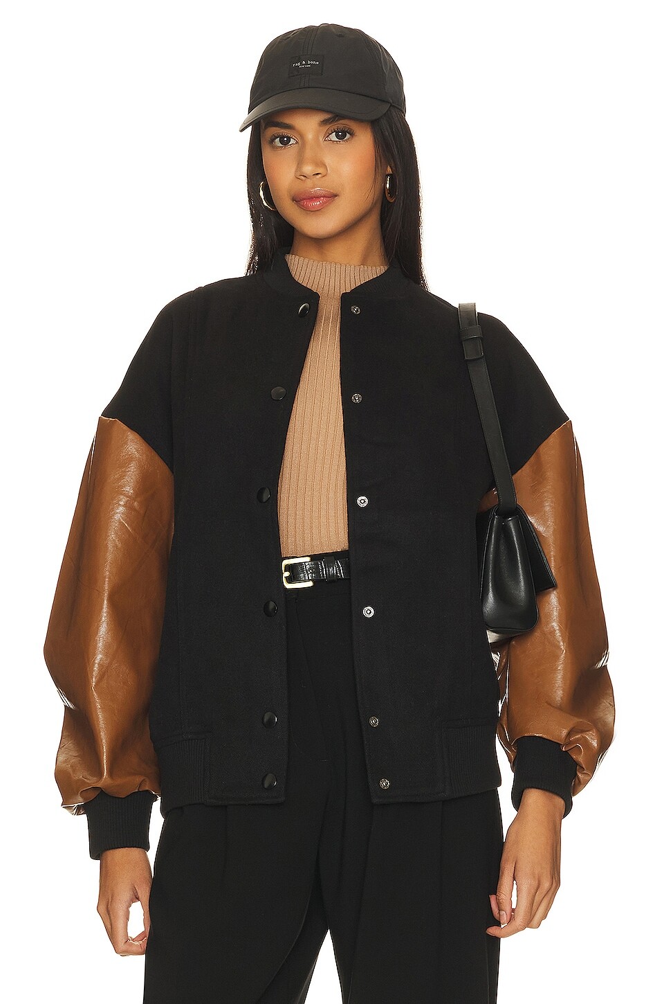 

Куртка Line & Dot Varsity, цвет Black & Camel
