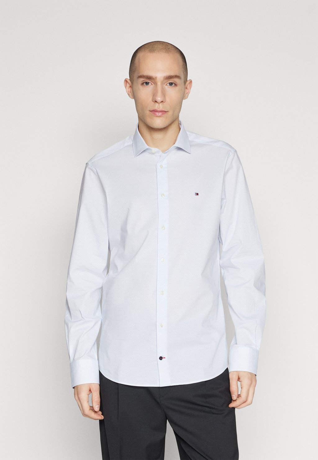 Элегантная рубашка Micro Print Shirt Tommy Hilfiger, цвет optic white/light blue