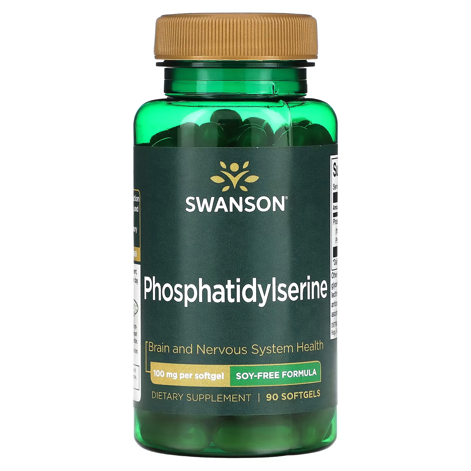 Фосфатидилсерин Swanson без сои 100 мг, 90 таблеток фосфатидилсерин swanson 100 мг 90 мягких таблеток