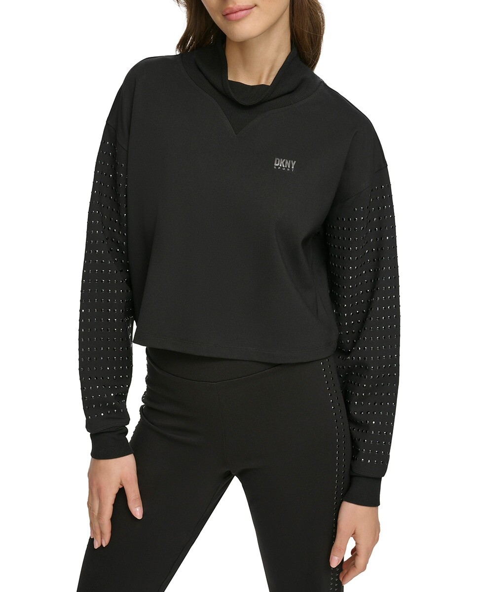 

Однотонный черный женский топ с круглым вырезом DKNY, черный