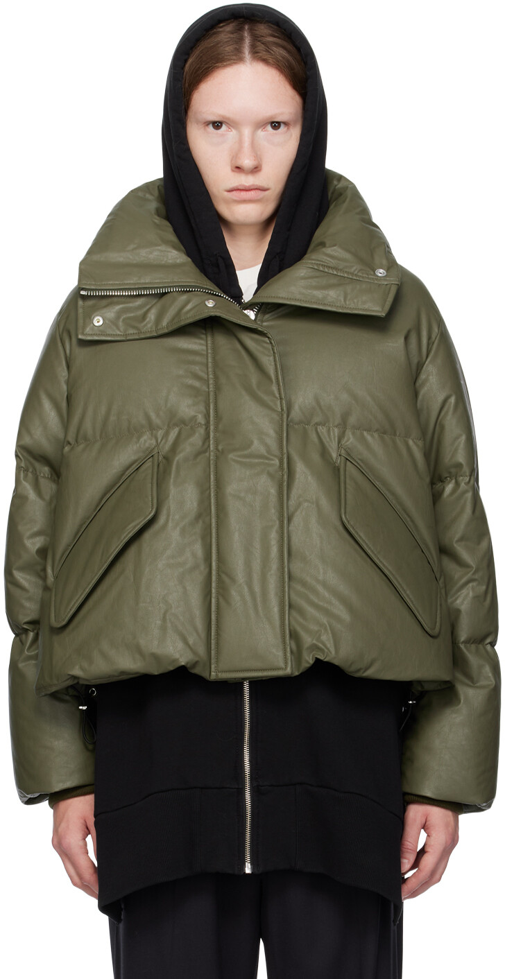 

Стеганый пуховик цвета хаки MM6 Maison Margiela
