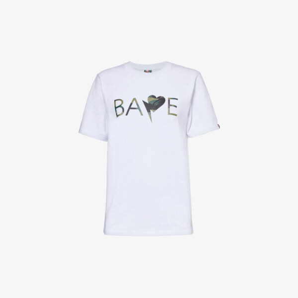

Футболка из хлопкового джерси с логотипом camo heart A Bathing Ape, белый
