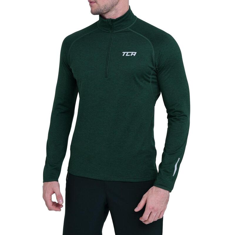 Мужская зимняя футболка с молнией до половины Tca, цвет verde цена и фото