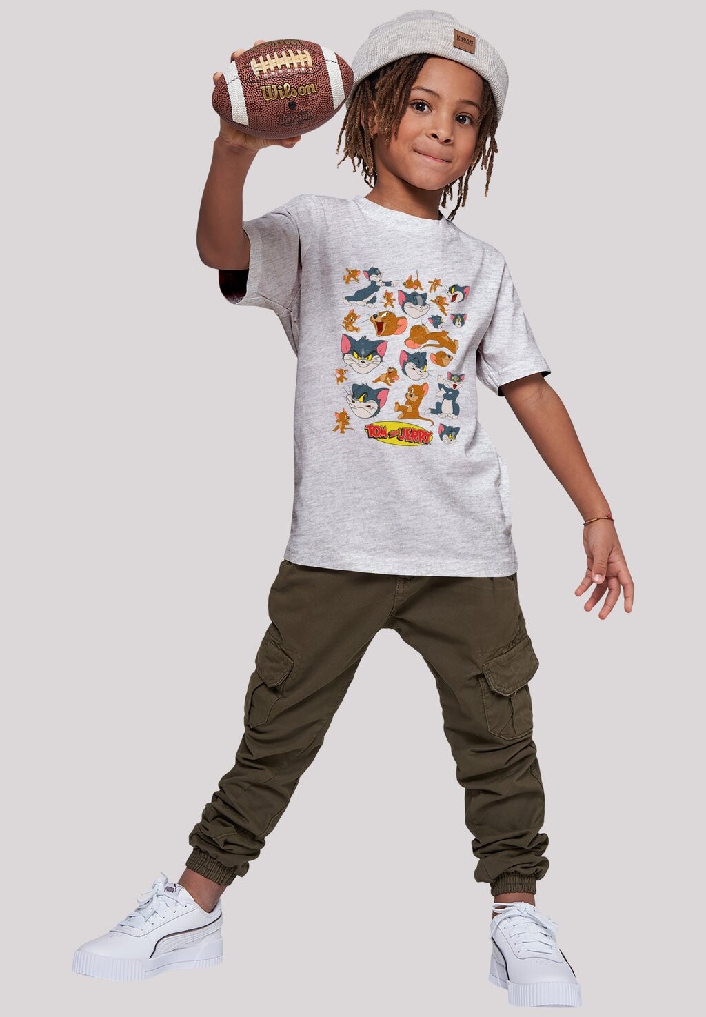 

Футболка с принтом TOM AND JERRY SERIE MANY FACES F4NT4STIC, цвет heather grey