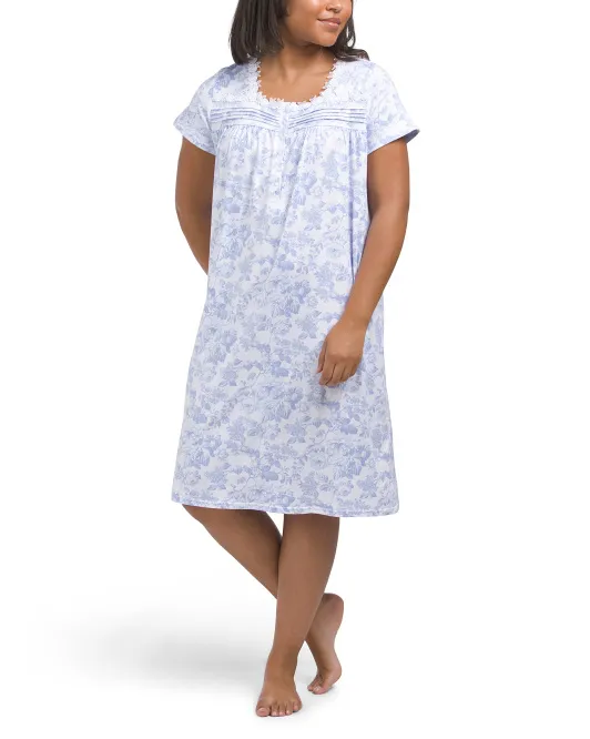 

Ночное платье с цветочной кружевной отделкой Laura Ashley, цвет Chambray