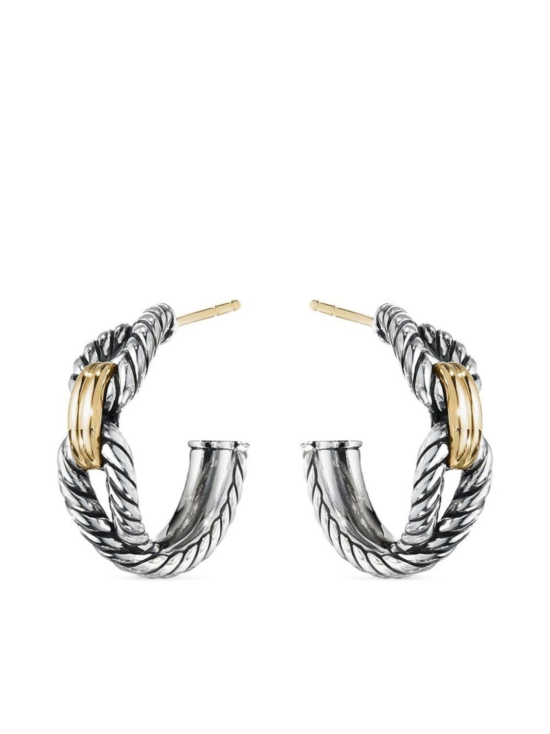 

Серьги-кольца Cable Loop из желтого золота и серебра David Yurman, серебряный