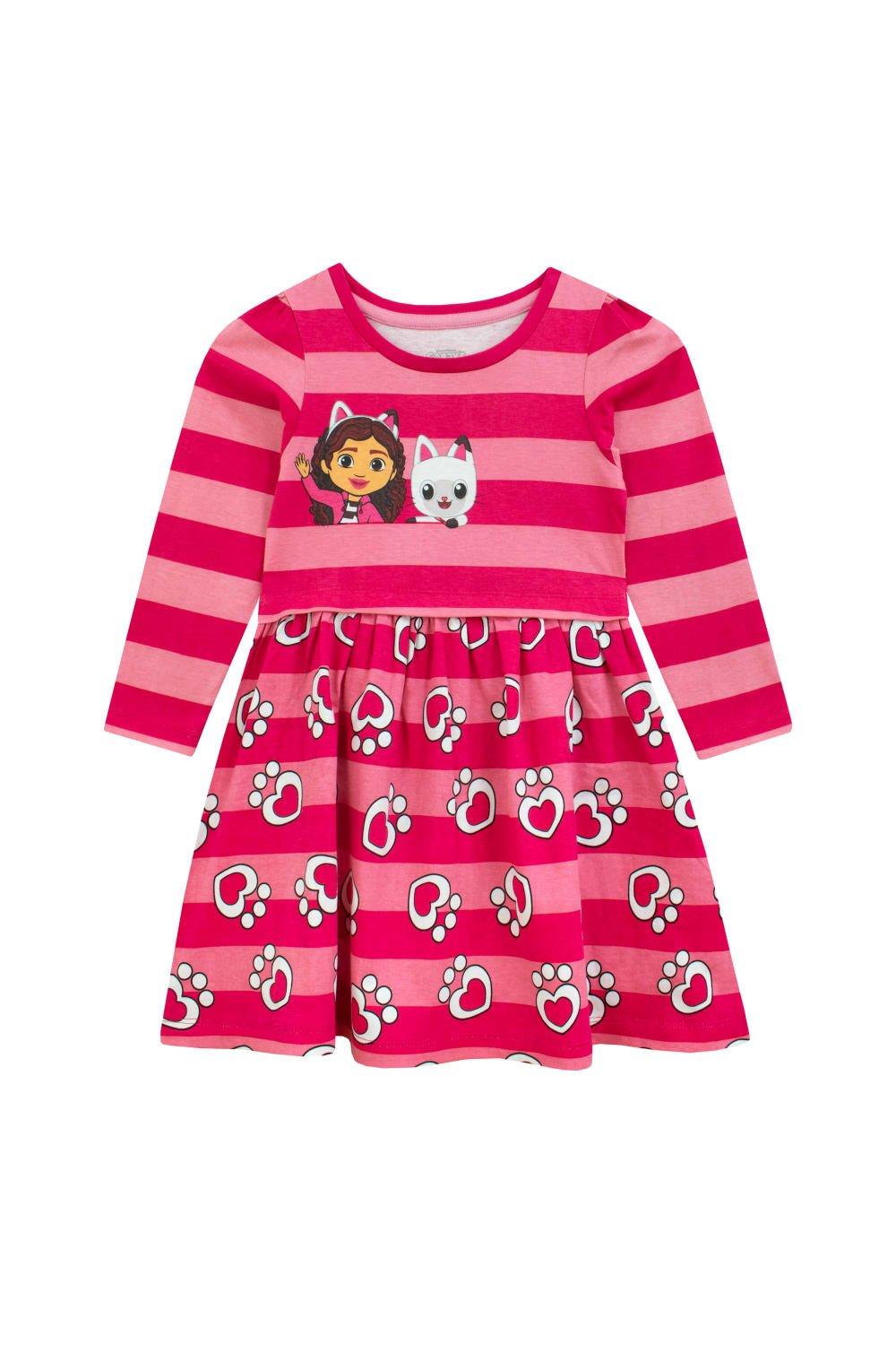 Платье Pandy Paws с длинными рукавами Gabby's Dollhouse, розовый одежда для маленьких девочек детское платье повседневный костюм кружевное милое летнее платье с цветочным принтом детская одежда для де