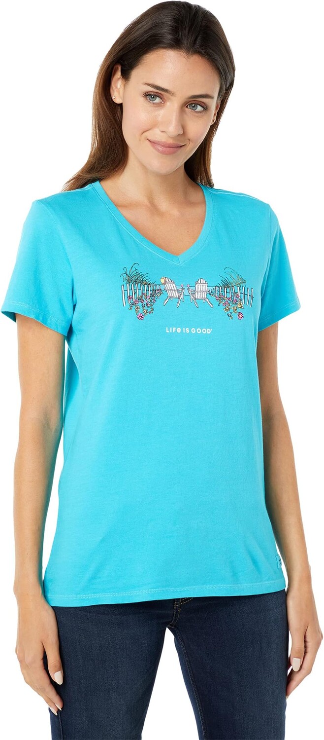 

Футболка Life is Good Beach Path Short Sleeve Crusher Vee, цвет Island Blue