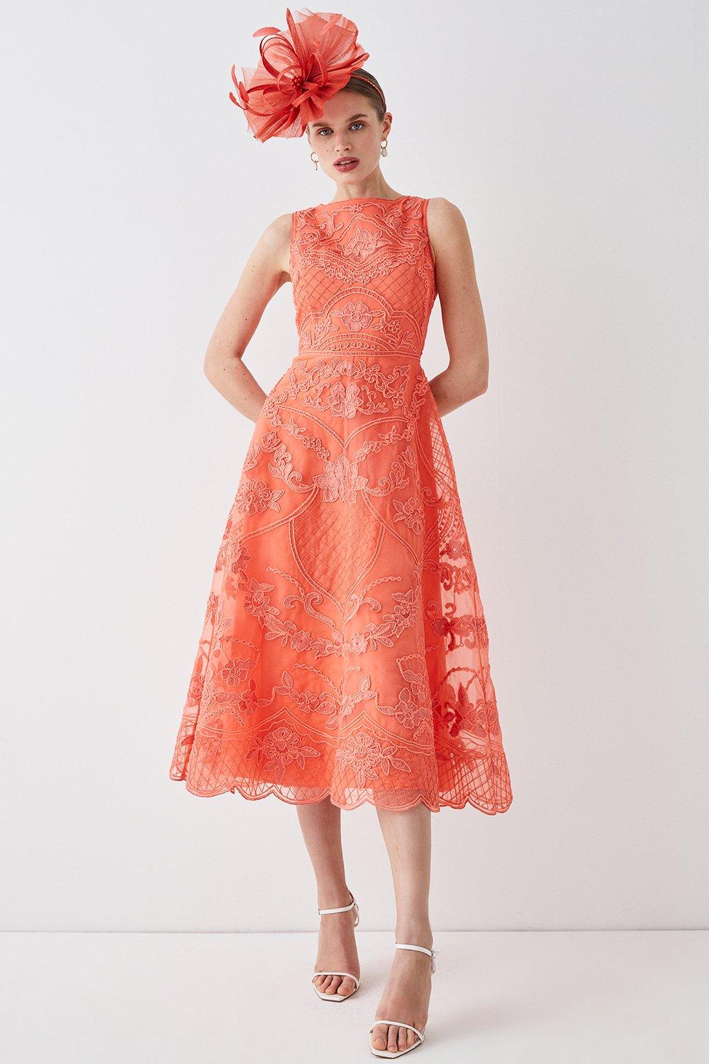 Платье миди с пышной юбкой из органзы премиум-класса Coast, розовый