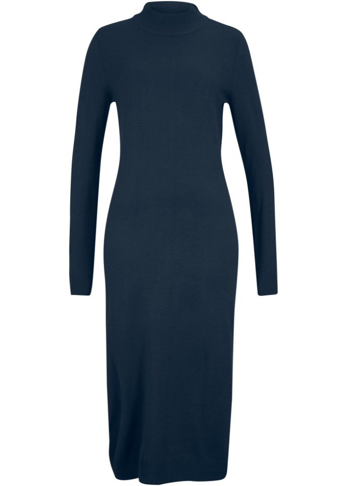 Трикотажное платье с воротником стойкой Bpc Bonprix Collection, синий