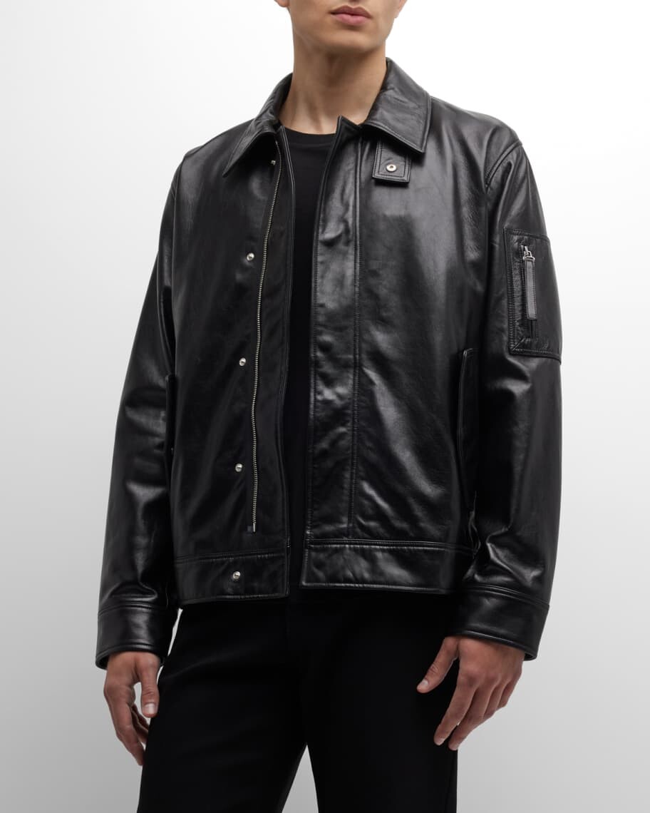 

Мужская классическая кожаная куртка Helmut Lang, Черный