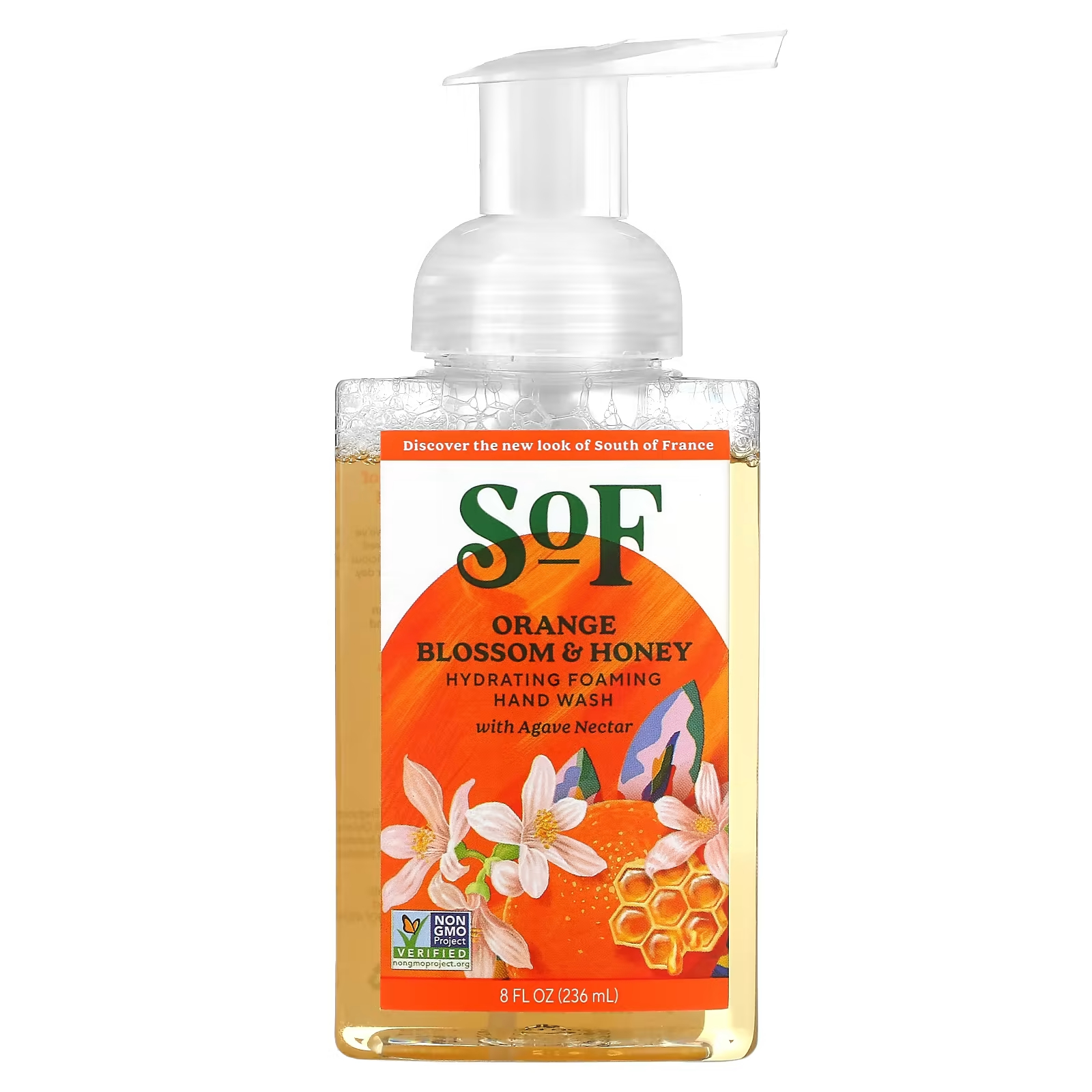 SoF Увлажняющая пенка для мытья рук с нектаром агавы, апельсинового цвета и меда, 8 жидких унций (236 мл)