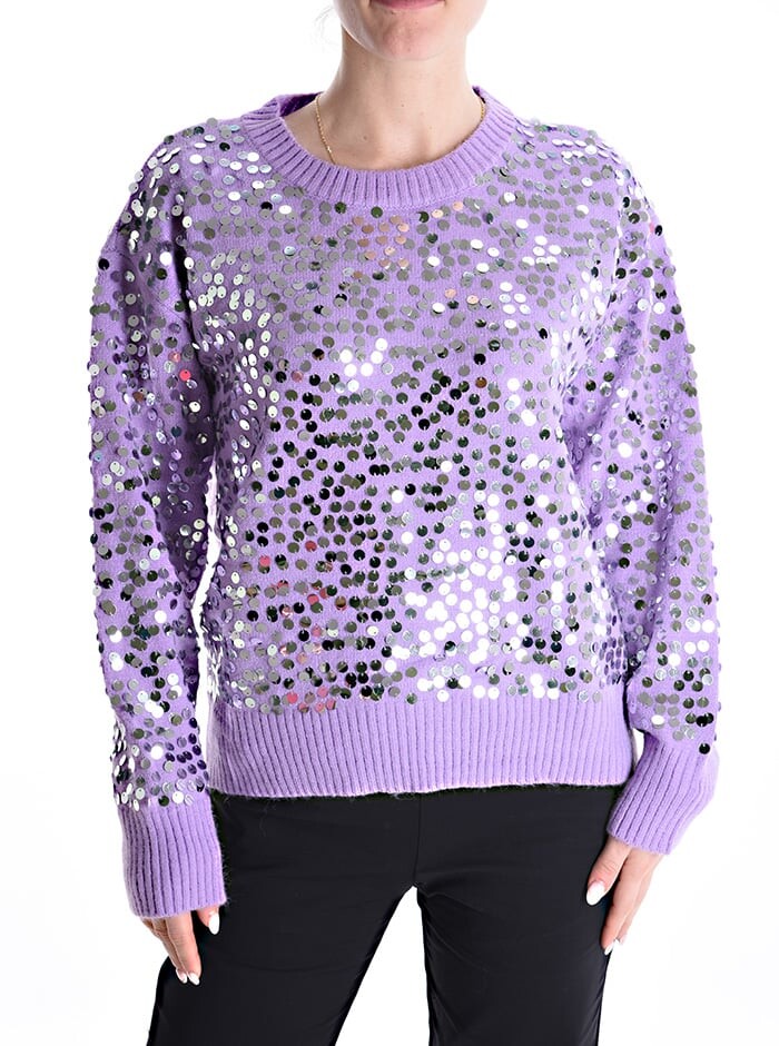 

Свитер с круглым вырезом и пайетками, цвет Lavender blush