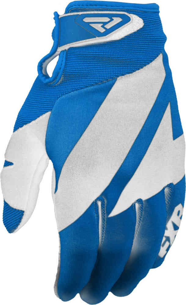 Перчатки для мотокросса с ремешком сцепления FXR, синий/белый