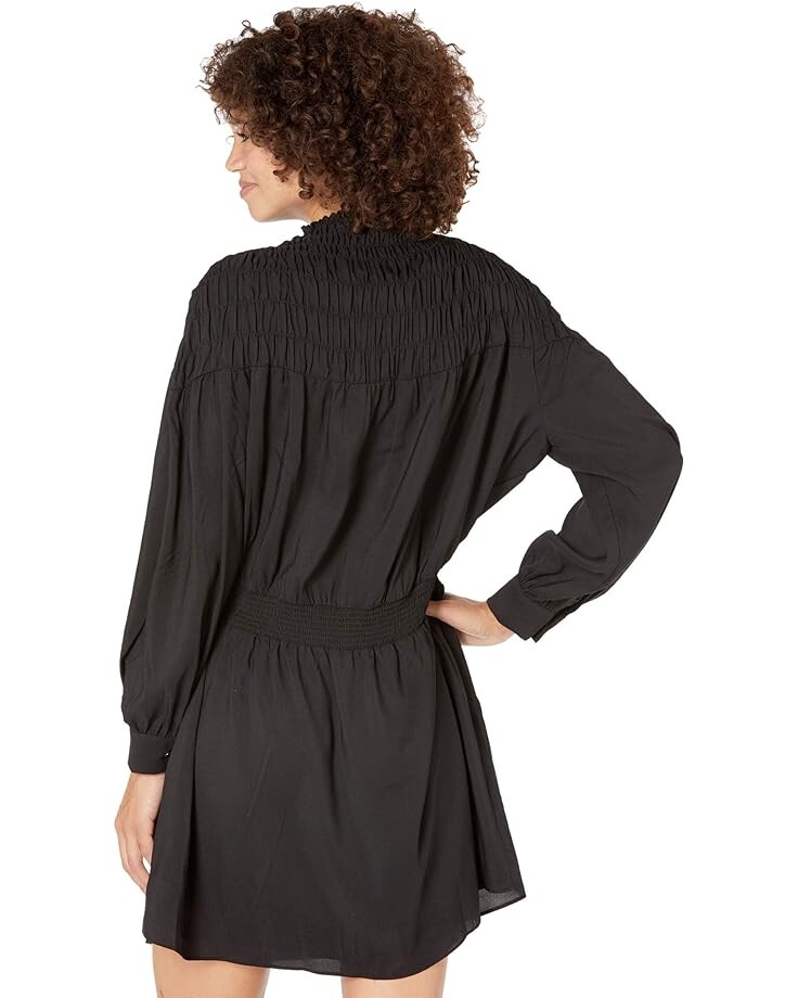 Платье 1.STATE Long Sleeve Wide Smocked Dress, цвет Rich Black цена и фото