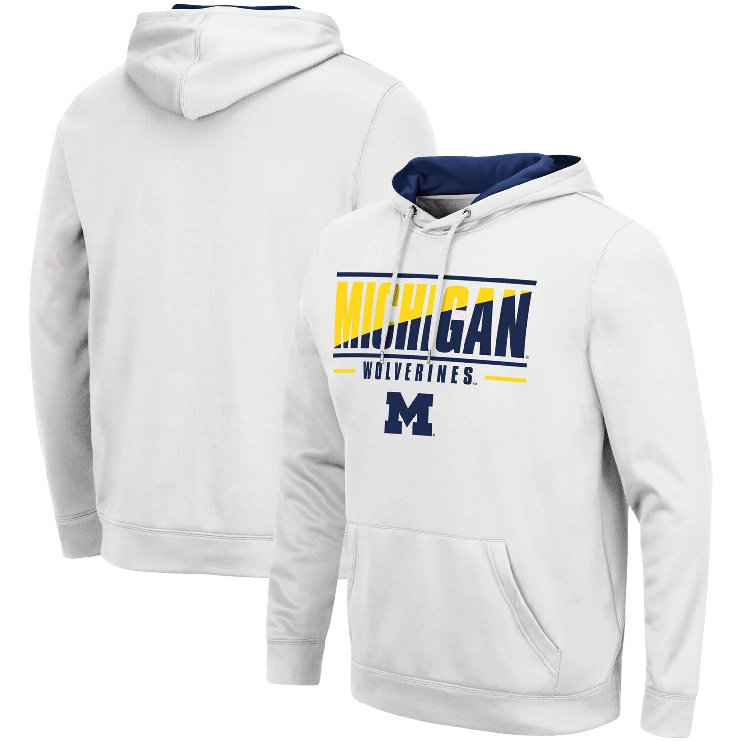 

Мужской белый пуловер с капюшоном Michigan Wolverines Slash Stack 2.0 Colosseum