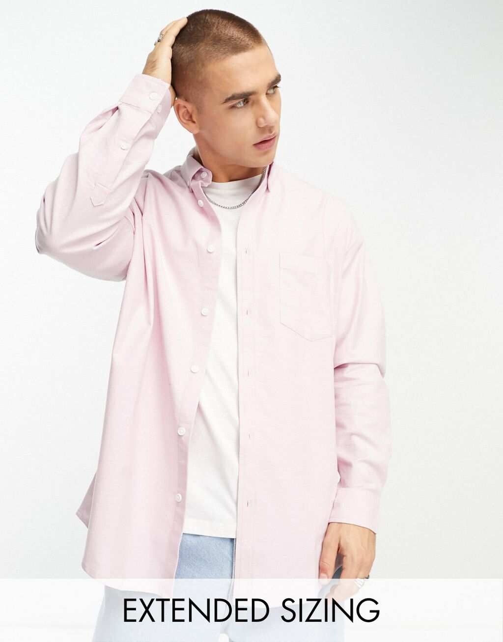 

Розовая оксфордская рубашка оверсайз в стиле 90-х годов ASOS DESIGN