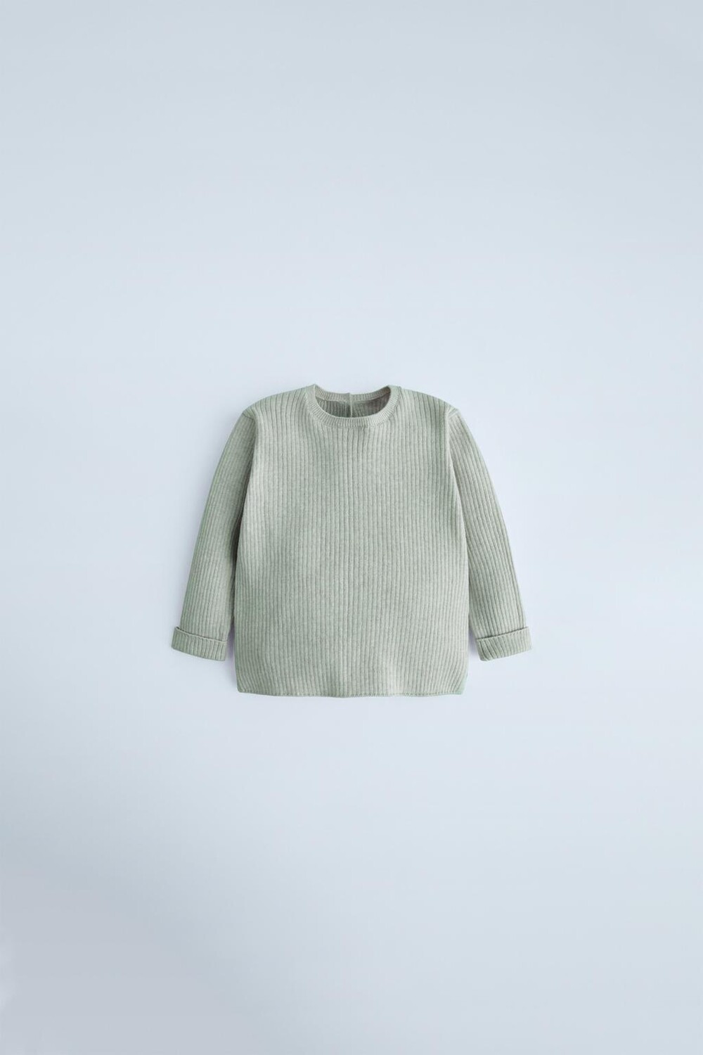 Свитер в ребруску с пуговицами ZARA, зеленый мергель