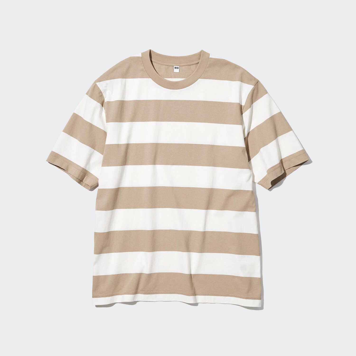 

Футболка оверсайз с коротким рукавом (широкая полоска) UNIQLO, бежевый