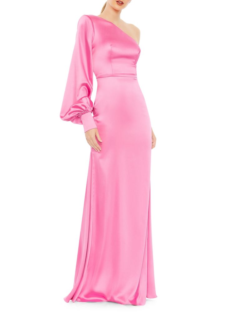 Платье-раструб на одно плечо с епископскими рукавами Mac Duggal, цвет Candy Pink