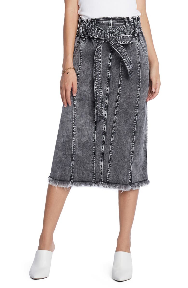 

Джинсовая юбка с необработанным краем и завязками на талии WASH LAB DENIM