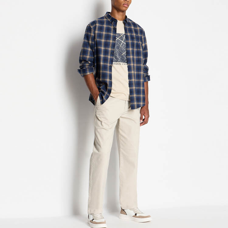 

ARMANI EXCHANGE Мужская рубашка, цвет Blue-yellow mixed