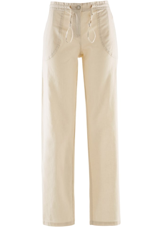 цена Широкие льняные брюки Bpc Bonprix Collection, бежевый