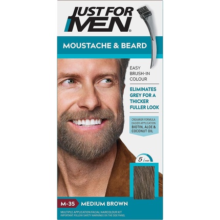 цена Цветной гель-кисть для усов и бороды, средне-коричневый, 28 г, Just For Men