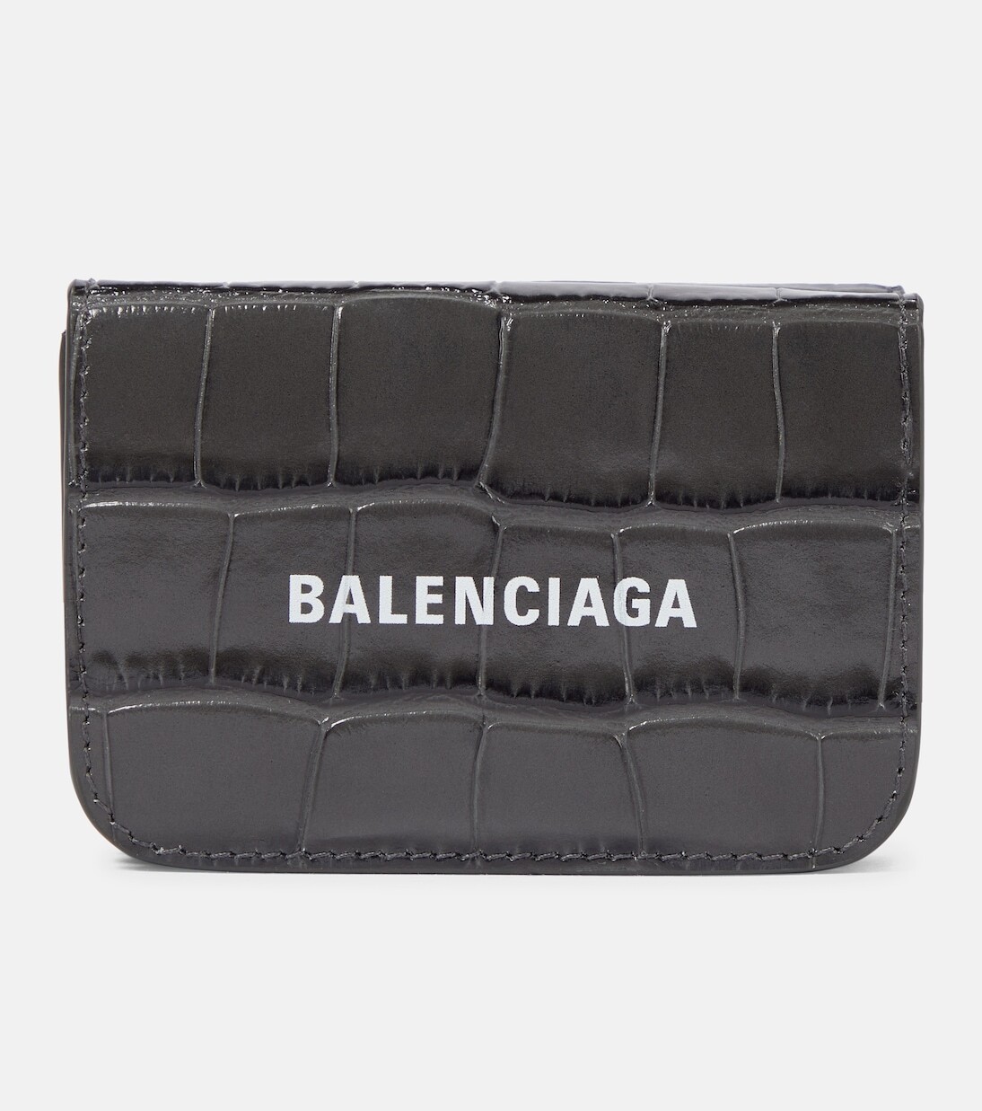 

Кошелек из кожи с тиснением под крокодила и логотипом Balenciaga, серый