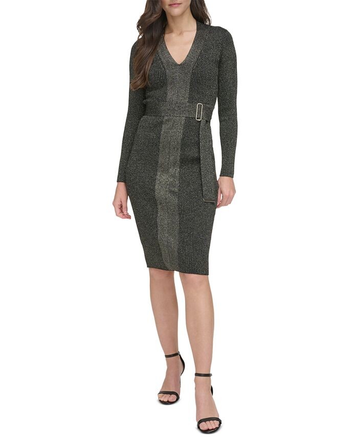 

Женское облегающее платье с поясом Vince Camuto, серый